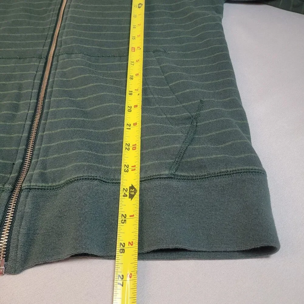The North Face Men's Medium Green Striped Cotton Zip Up Lined Hoodie Y2K Style